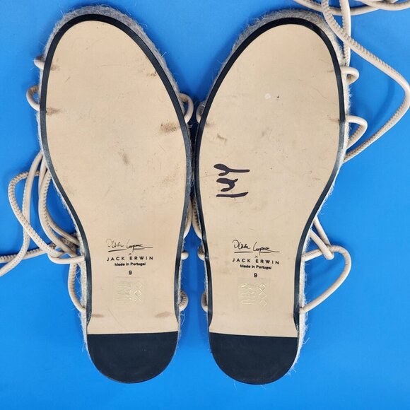 JACK ERWIN NWOB Olivia Lace-up Leather Espadrille Sandals Cream - Picture 8 of 8